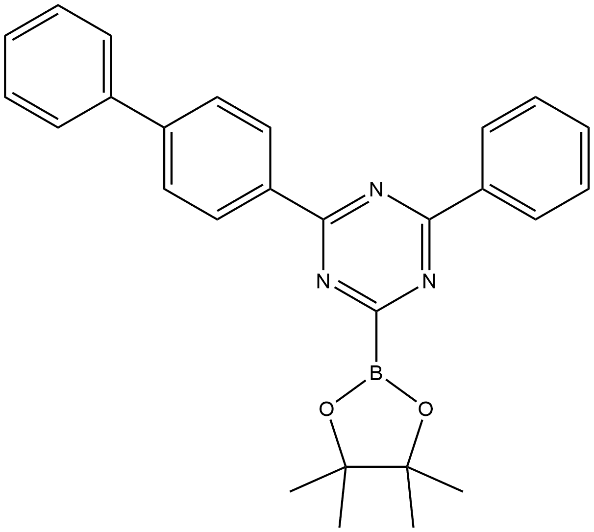 2-[1,1′-Biphenyl]-4-yl-4-phenyl-6-(4,4,5,5-tetramethyl-1,3,2-dioxaborolan-2-yl)-1,3,5-triazine 结构式