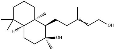 [1R,4aα,(-)]-Decahydro-1-(5-hydroxy-3-methyl-3-pentenyl)-2,5,5,8aα-tetramethylnaphthalene-2β-ol 结构式