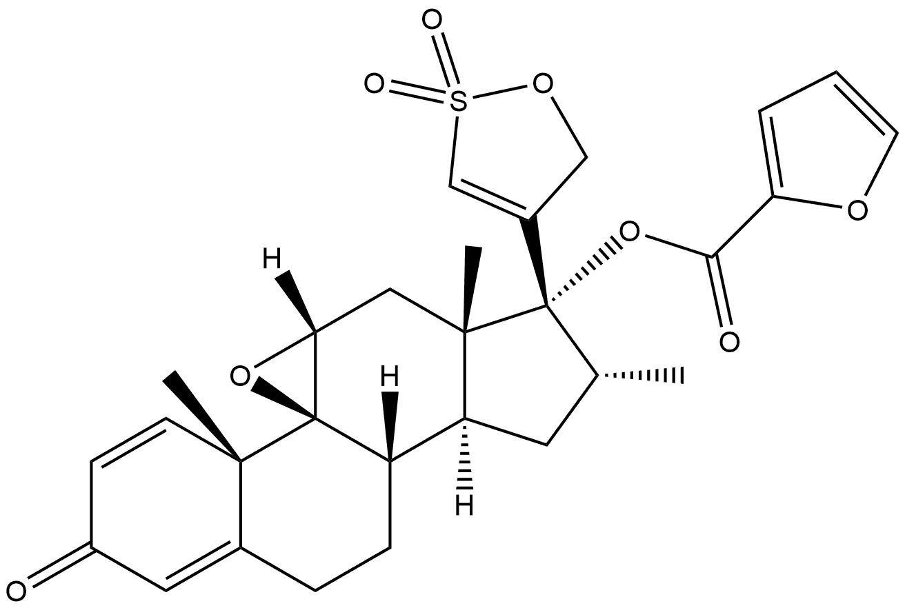 (9β,11β,16α,17α)-17-(2,2-Dioxido-5H-1,2-oxathiol-4-yl)-9,11-epoxy-17-[(2-furanylcarbonyl)oxy]-16-methyl-androsta-1,4-dien-3-one Struktur