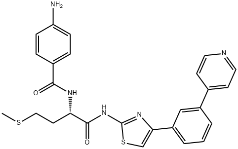 Benzamide, 4-amino-N-[(1S)-3-(methylthio)-1-[[[4-[3-(4-pyridinyl)phenyl]-2-thiazolyl]amino]carbonyl]propyl]- Structure