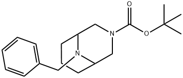 3,9-Diazabicyclo[3.3.1]nonane-3-carboxylic acid, 9-(phenylmethyl)-, 1,1-dimethylethyl ester Structure
