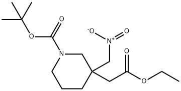 3-Piperidineacetic acid, 1-[(1,1-dimethylethoxy)carbonyl]-3-(nitromethyl)-, ethyl ester Structure