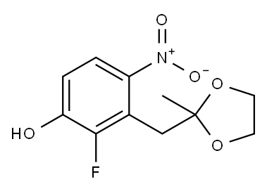 2-(2'-氟-3'-羟基-6'-硝基)苯亚甲基-2-甲基-1,3-二氧五环 结构式