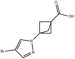 Bicyclo[1.1.1]pentane-1-carboxylic acid, 3-(4-bromo-1H-pyrazol-1-yl)- Structure