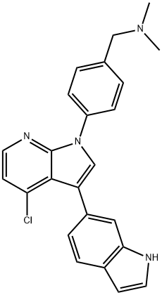Benzenemethanamine, 4-[4-chloro-3-(1H-indol-6-yl)-1H-pyrrolo[2,3-b]pyridin-1-yl]-N,N-dimethyl- 结构式