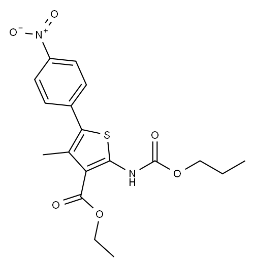 3-Thiophenecarboxylic acid, 4-methyl-5-(4-nitrophenyl)-2-[(propoxycarbonyl)amino]-, ethyl ester