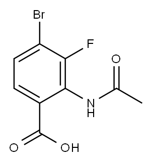 2-乙酰氨基-4-溴-3-氟苯甲酸 结构式