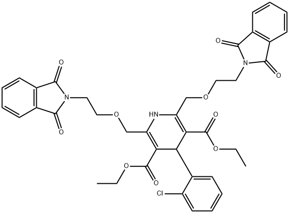 3,5-Pyridinedicarboxylic acid, 4-(2-chlorophenyl)-2,6-bis[[2-(1,3-dihydro-1,3-dioxo-2H-isoindol-2-yl)ethoxy]methyl]-1,4-dihydro-, 3,5-diethyl ester Structure