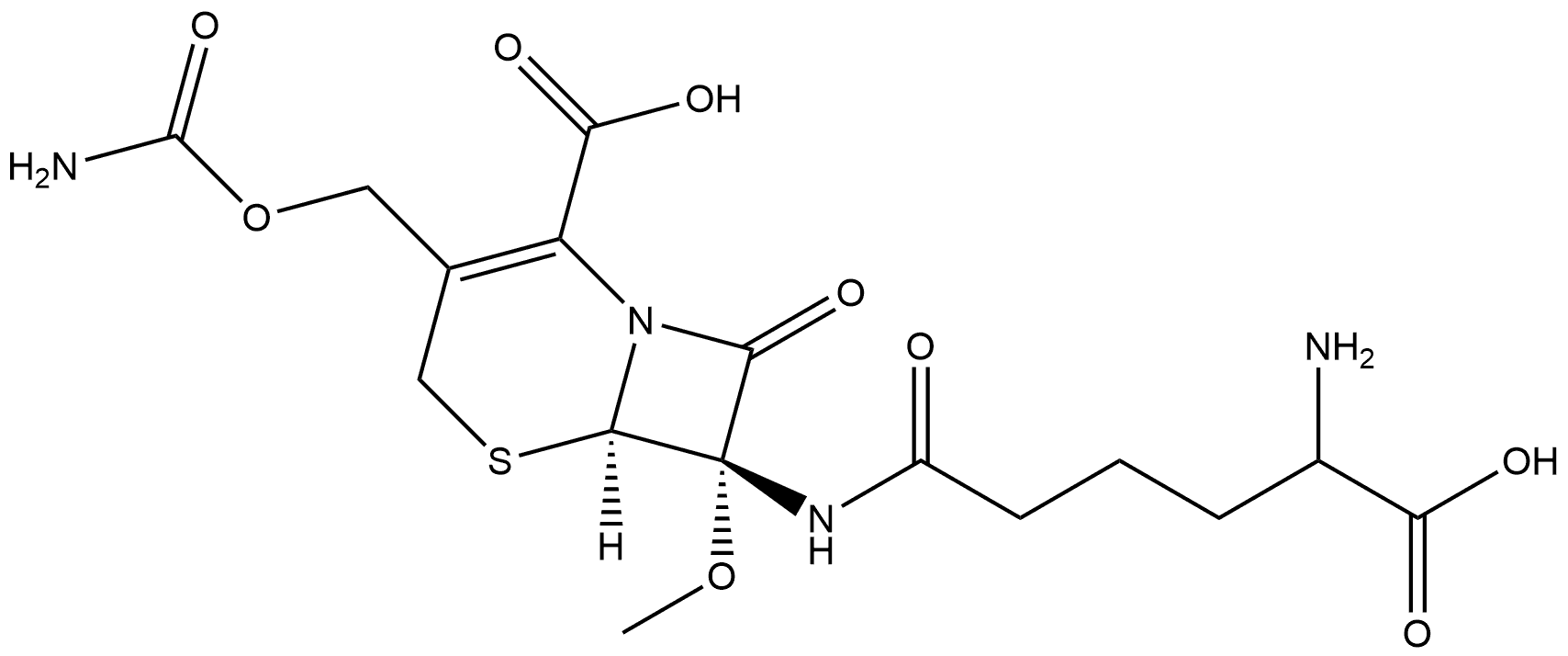 5-Thia-1-azabicyclo[4.2.0]oct-2-ene-2-carboxylic acid, 3-[[(aminocarbonyl)oxy]methyl]-7-[(5-amino-5-carboxy-1-oxopentyl)amino]-7-methoxy-8-oxo-, [6R-(6α,7α)]- (9CI)
