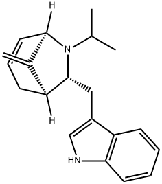 rel-(1R*,5S*,7R*)-7-(1H-インドール-3-イルメチル)-8-メチレン-6-イソプロピル-6-アザビシクロ[3.2.1]オクタ-3-エン 化学構造式