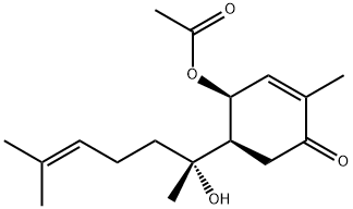 (4S)-4α-Acetoxy-5α-[(R)-1-hydroxy-1,5-dimethyl-4-hexenyl]-2-methyl-2-cyclohexen-1-one 结构式