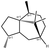rel-2,3,4,5,6,7,8,8aβ*-オクタヒドロ-1α*,4β*,9,9-テトラメチル-1H-3aα*,7α*-メタノアズレン 化学構造式