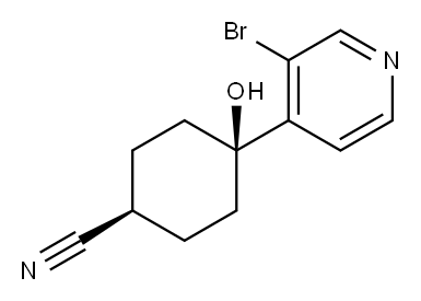 Cyclohexanecarbonitrile, 4-(3-bromo-4-pyridinyl)-4-hydroxy-, trans- Structure