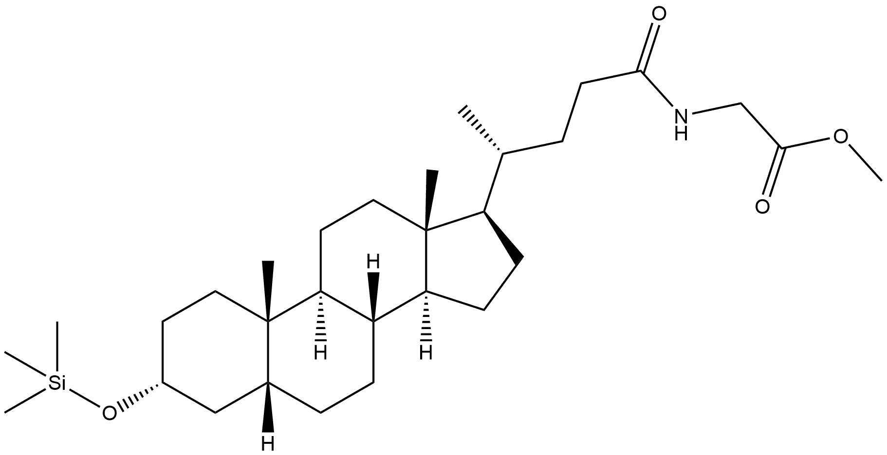 N-[24-Oxo-3α-(trimethylsiloxy)-5β-cholan-24-yl]glycine methyl ester Structure