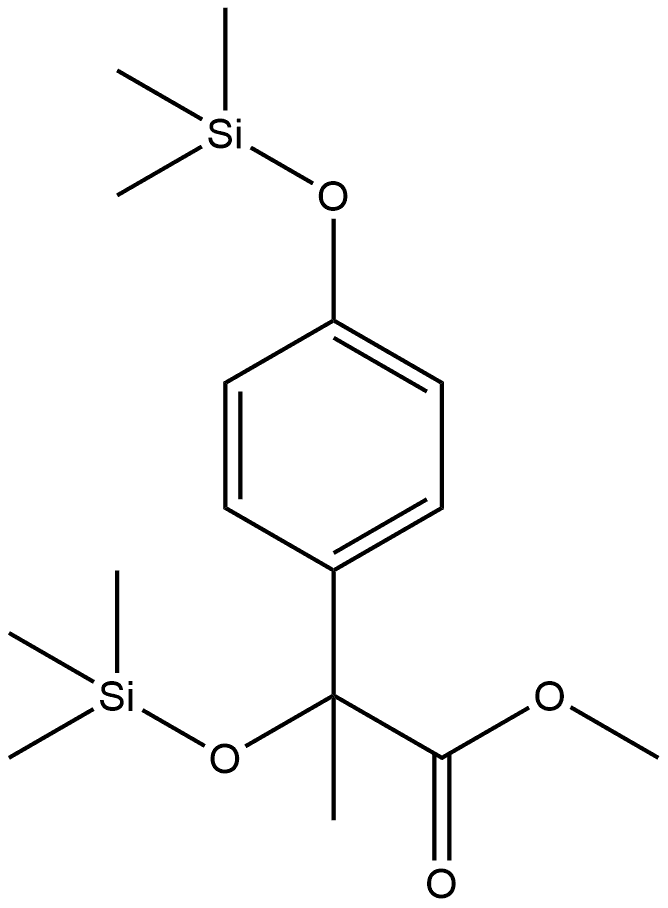 (S)-α-メチル-α,4-ビス(トリメチルシロキシ)ベンゼン酢酸メチル 化学構造式