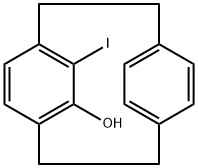 Tricyclo[8.2.2.24,7]hexadeca-4,6,10,12,13,15-hexaen-5-ol, 6-iodo- (9CI) 结构式
