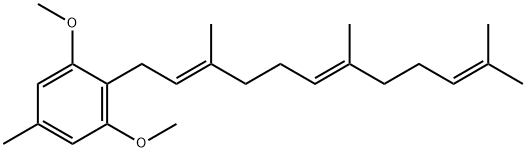Benzene, 1,3-dimethoxy-5-methyl-2-[(2E,6E)-3,7,11-trimethyl-2,6,10-dodecatrien-1-yl]- Structure