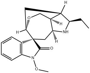 (2'R,3S)-2'-エチル-2',3'β,3'aβ,4',8',8'aβ-ヘキサヒドロ-1-メトキシスピロ[3H-インドール-3,7'(6'βH)-[3,6]メタノ[1H]オキセピノ[4,3-b]ピロール]-2(1H)-オン 化学構造式