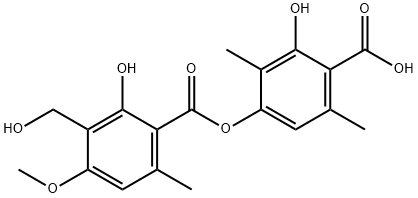Benzoic acid, 2-hydroxy-4-[[2-hydroxy-3-(hydroxymethyl)-4-methoxy-6-methylbenzoyl]oxy]-3,6-dimethyl- Structure