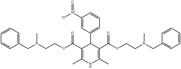 1,4-二氢-2,6-二甲基-4-(间硝基苯基)-3,5-吡啶二甲酸二-2-(甲基(苯基甲基)氨基)乙酯 结构式