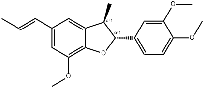 rel-(2R,3R)-2-(3,4-Dimethoxyphenyl)-2,3-dihydro-7-methoxy-3-methyl-5-(1E)-1-propen-1-ylbenzofuran Structure
