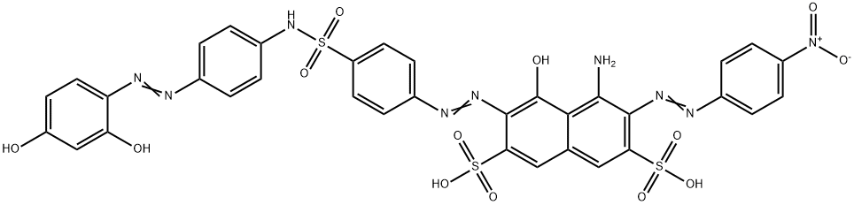 4-アミノ-6-[4-[N-[4-(2,4-ジヒドロキシフェニルアゾ)フェニル]スルファモイル]フェニルアゾ]-5-ヒドロキシ-3-(4-ニトロフェニルアゾ)-2,7-ナフタレンジスルホン酸 化学構造式
