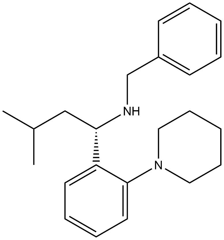 Benzenemethanamine, α-(2-methylpropyl)-N-(phenylmethyl)-2-(1-piperidinyl)-, (αS)- Structure