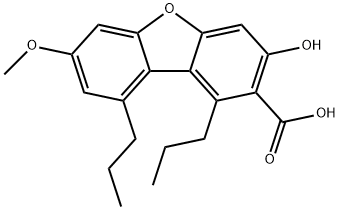 2-Dibenzofurancarboxylic acid, 3-hydroxy-7-methoxy-1,9-dipropyl- Structure