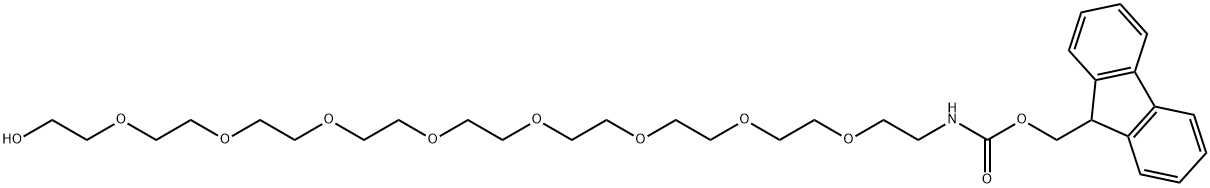 5,8,11,14,17,20,23,26-Octaoxa-2-azaoctacosanoic acid, 28-hydroxy-,9H-fluoren-9-ylmethyl ester Structure