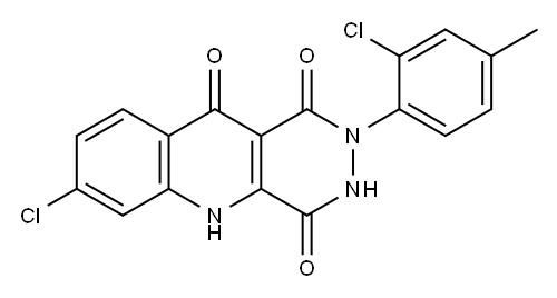 7-氯-2-(2-氯-4-甲基苯基)-2,3-二氢哒嗪[4,5-B]喹啉-1,4,10(5H)-三酮, 894796-69-1, 结构式