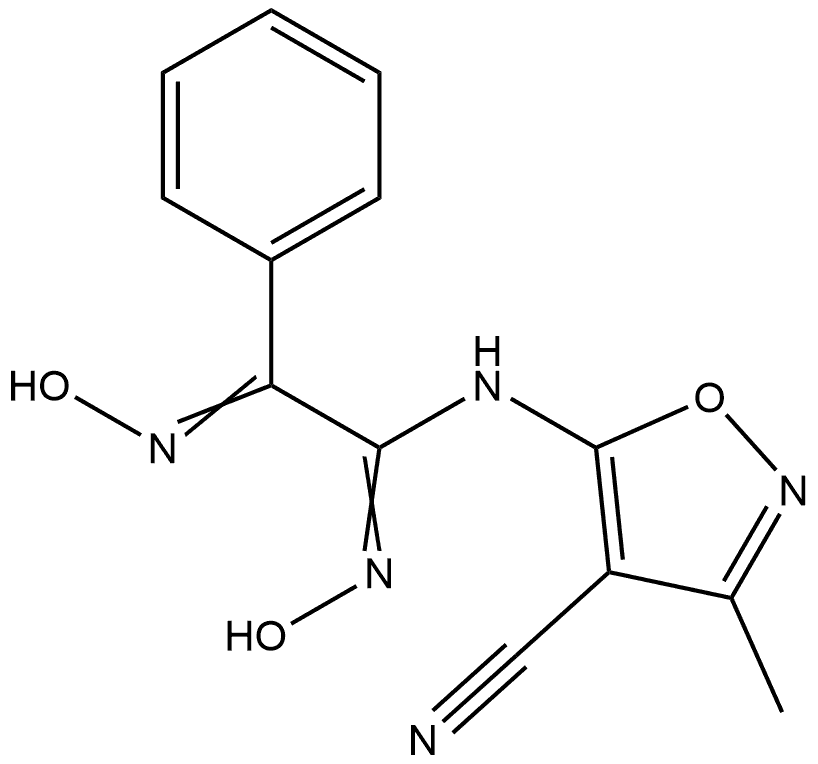 Benzeneethanimidamid?e, N-?(4-?cyano-?3-?methyl-?5-?isoxazolyl)?-?N'-?hydroxy-?α-?(hydroxyimino)?- 结构式