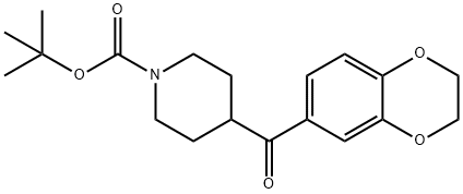 1-Piperidinecarboxylic acid, 4-[(2,3-dihydro-1,4-benzodioxin-6-yl)carbonyl]-, 1,1-dimethylethyl ester 结构式