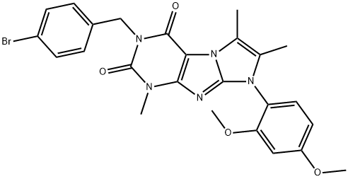 1H-?Imidazo[2,?1-?f]?purine-?2,?4(3H,?8H)?-?dione, 3-?[(4-?bromophenyl)?methyl]?-?8-?(2,?4-?dimethoxyphenyl)?-?1,?6,?7-?trimethyl- Struktur