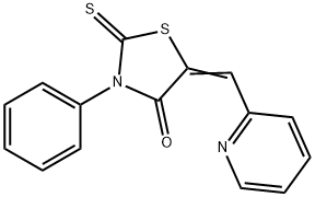 3-phenyl-5-(pyridin-2-ylmethylidene)-2-sulfanylidene-thiazolidin-4-one Struktur