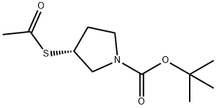 1-Pyrrolidinecarboxylic acid, 3-(acetylthio)-, 1,1-dimethylethyl ester, (3R)- 结构式