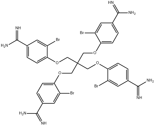 4,4'-(2,2-bis((4-(aminoiminomethyl)-2-bromophenoxy)methyl)-1,3-propanediyl)bis(oxy))bis(3-bromobenzenecarboximidamide Structure