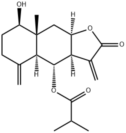 (3aR,3aα,4aα,9aα)-Dodecahydro-8β-hydroxy-8aβ-methyl-3,5-bismethylene-2-oxonaphtho[2,3-b]furan-4α-yl 2-methylpropanoate 结构式