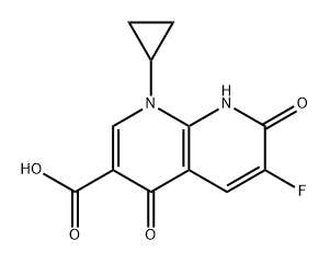 1,8-Naphthyridine-3-carboxylic acid, 1-cyclopropyl-6-fluoro-1,4,7,8-tetrahydro-4,7-dioxo- Structure