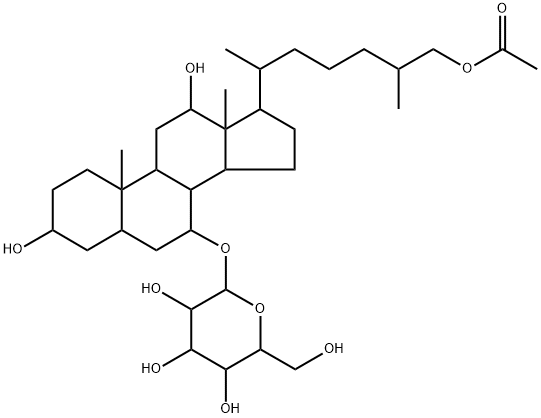 [(25R)-26-(Acetyloxy)-3α,12α-dihydroxy-5β-cholestan-7α-yl]-β-D-galactopyranoside 结构式