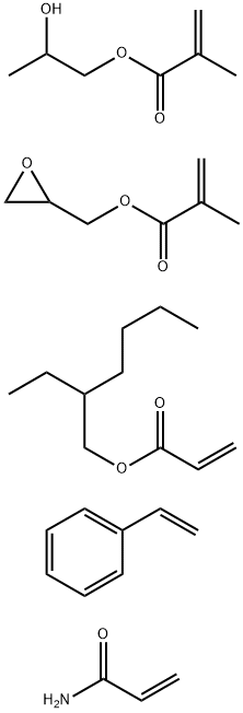 2-Propenoic acid, 2-methyl-, 2-hydroxypropyl ester, polymer with ethenylbenzene, 2-ethylhexyl 2-propenoate, oxiranylmethyl 2-methyl-2-propenoate and 2-propenamide|