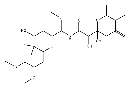 N-[[6-(2,3-Dimethoxypropyl)tetrahydro-4-hydroxy-5,5-dimethyl-2H-pyran-2-yl](methoxy)methyl]tetrahydro-α,2-dihydroxy-5,6-dimethyl-4-methylene-2H-pyran-2-acetamide Struktur