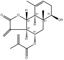 8ALPHA-甲基丙烯酰氧基巴尔喀蒿烯内酯 结构式
