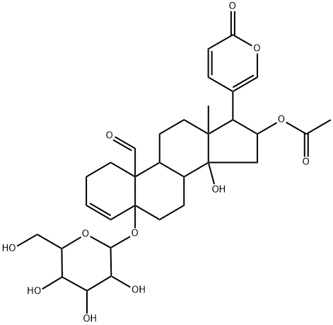 16β-Acetoxy-5-(β-D-glucopyranosyloxy)-14-hydroxy-19-oxo-5β-bufa-3,20,22-trienolide Structure