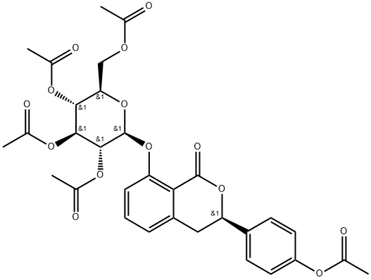 (3R)-绣球酚 8-O-葡萄糖甙五乙酸酯 结构式