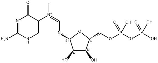 7-methylguanosine 5'-diphosphate(1+) Struktur