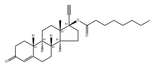 17-octanoyloxy-19-nor-17βH-pregn-4-en-20-yn-3-one Structure