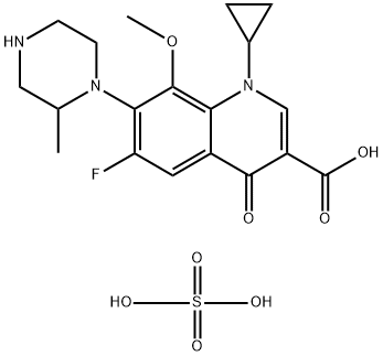 3-Quinolinecarboxylic acid, 1-cyclopropyl-6-fluoro-1,4-dihydro-8-Methoxy-7-(2-Methyl-1-piperazinyl)-4-oxo-, sulfate (2:1) 结构式