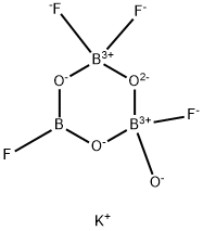 DIPOTASSIUM TRIFLUORO(.MU.-(FLUORODIHYDROXYBORANATO(2-)) HYDROXY-.MU.-OXODIBORATE(2-) 结构式