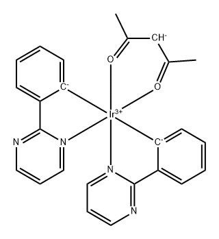 乙酰丙酮酸二(2-苯基嘧啶-C2,N)合铱 结构式