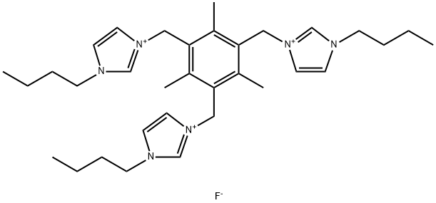1,1′,1″-[(2,4,6-三甲基-1,3,5-三苯基)三(亚甲基)]三[3-丁基-1H-咪唑]三氟化物 结构式